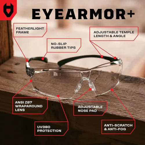Miniatura 2 de Gafas de seguridad NoCry con lentes transparentes, no se empañan, resistentes a los rayones, envolventes antideslizantes, protección UV. Ajustables