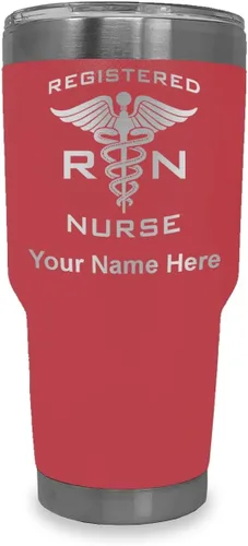 Miniatura 62 de LaserGram Vaso aislado al vacío de 20 onzas, enfermera registrada RN, grabado personalizado incluido (negro)