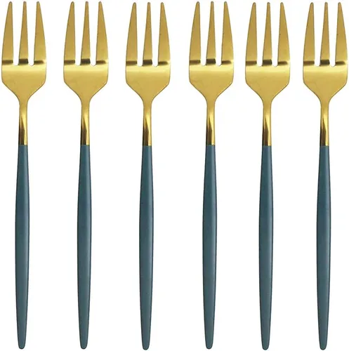 Miniatura 12 de Juego de 6 espátulas de pastel de pizza para tartas, espátulas de acero inoxidable 18/10, tenedores para tartas, mini tenedores para frutas