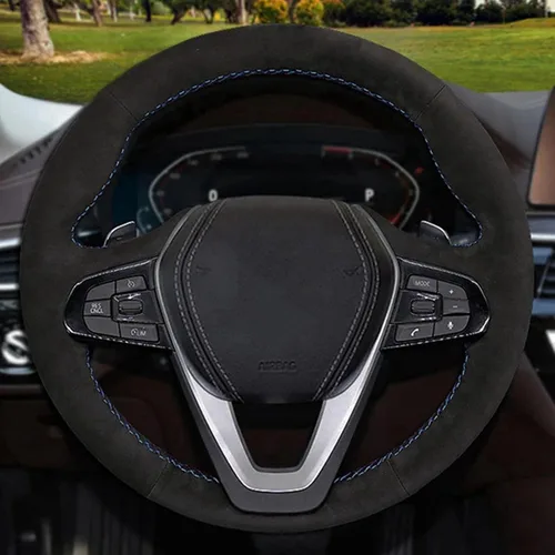 Miniatura 11 de BORATO Cubierta de volante de gamuza para automóvil, para BMW G20 G21 G30 G31 G32 X3 G01 X4 G02 X5 G05 X7 G07 Z4 G29