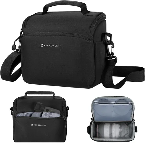 K&F CONCEPT Bolsa bandolera pequeña para cámara DSLR/SLR/SLR/Bolsas de fotografía de hombro compactas para fotógrafos