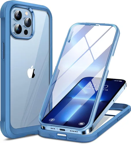 Miniatura 240 de Miracase Funda para iPhone 13 de 6.1 pulgadas, [sin burbujas] funda de teléfono de cuerpo completo con pantalla de vidrio completa integrada, sin