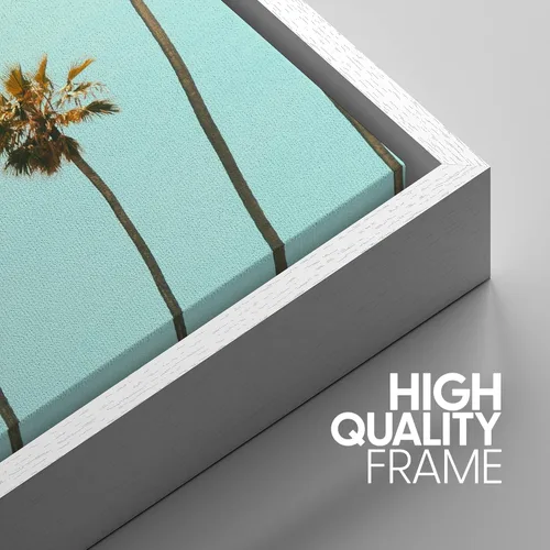 Miniatura 4 de SIGNWIN Lienzo enmarcado para pared, vista aérea de palmeras tropicales en un cielo azul, fotografía del océano costero, arte moderno, panorámico