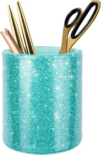 Miniatura 18 de Soporte para bolígrafos para mujeres y niñas, taza de lápices, decoración de escritorio rosa, soporte para brochas de maquillaje, soporte grande