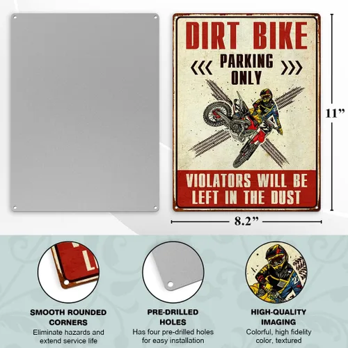 Miniatura 6 de Letrero decorativo de motocross para niños, accesorios de motocross para hombres, regalos de motocross para hombres, aluminio libre de óxido, 9 x 11