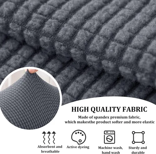 Miniatura 5 de Juego de 2 fundas elásticas para brazos de sofá con bolsillo, fundas extraíbles antideslizantes para reposabrazos para sillón reclinable y sillones