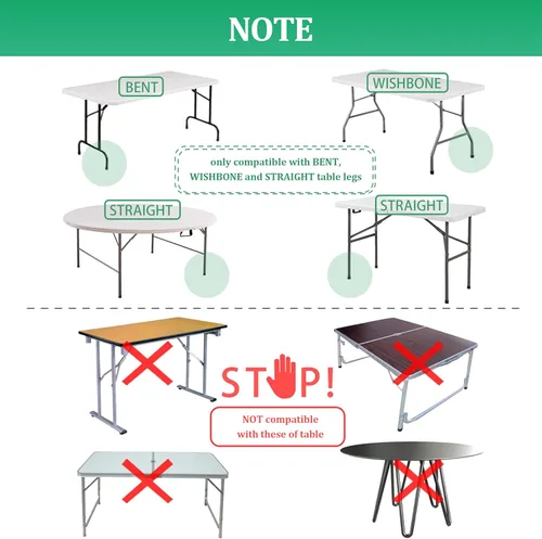 Miniatura 5 de Elevadores de mesa plegables para mesas plegables, patas rectas/dobladas, extensiones de patas de mesa plegables duraderas, 4 niveles/alturas