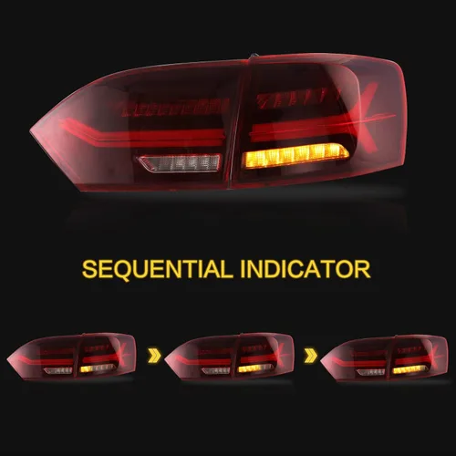 Miniatura 3 de VLAND Luces traseras LED para Jetta Sagitar 12-14 2011-2014 (no compatible con GLI y versión LED), montaje completo de lámpara trasera LED, rojo