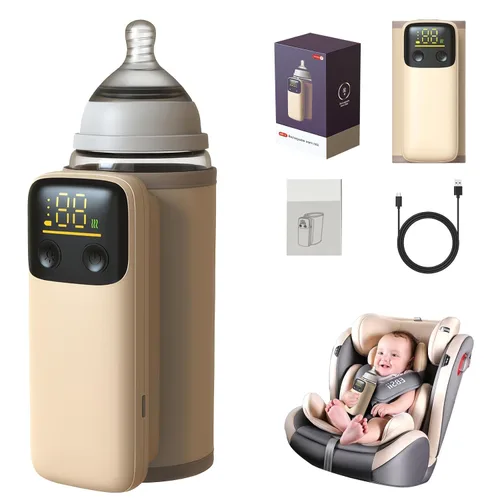 Calentador de botellas portátil para viajes, calentamiento rápido, calentador de botellas de viaje con pantalla de temperatura alimentado por
