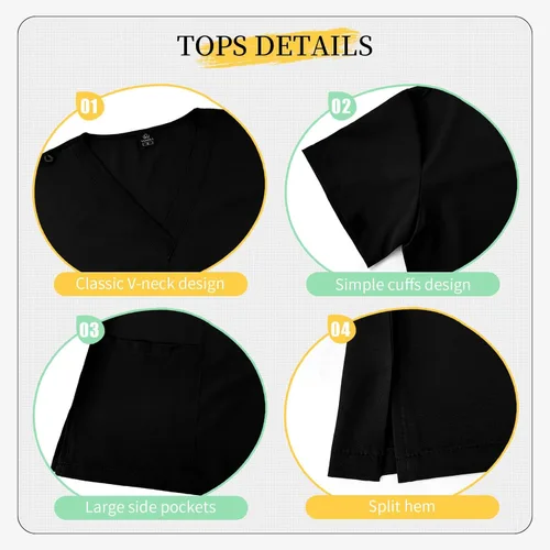 Miniatura 2 de VIAOLI Conjunto de ropa quirúrgica para mujer, camiseta con cuello en V y pantalón deportivo de yoga, uniforme médico de enfermería para mujer