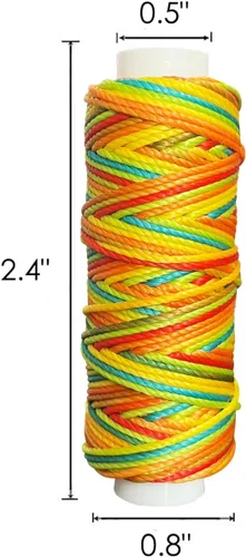 Miniatura 3 de Cuerdas enceradas de poliéster para hilo de coser de cuero para macramé, pulseras, manualidades o proyectos de cuero (12 colores brillantes)
