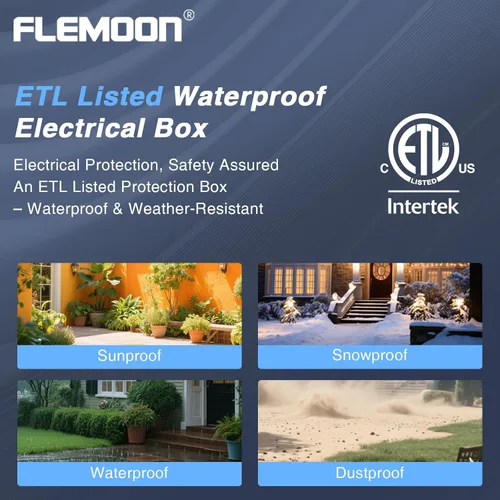 Miniatura 4 de Flemoon [Paquete de 3] Cubierta de cable de extensión para exteriores, impermeable, resistente a la intemperie, caja de conexión eléctrica