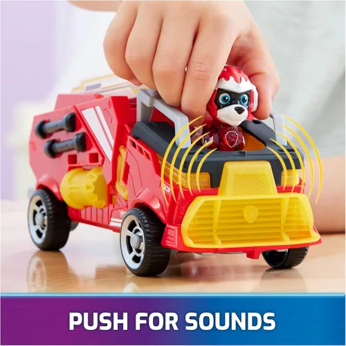 Miniatura 4 de Paw Patrol: The Mighty Movie, juguete de camión de bomberos con figura de acción Marshall Mighty Pups, luces y sonidos, juguetes para niños y niñas