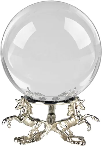 Amlong Crystal Bola de cristal transparente de 5.906 in (6 pulgadas) con soporte de unicornio y paquete de regalo para bola decorativa, fotografía