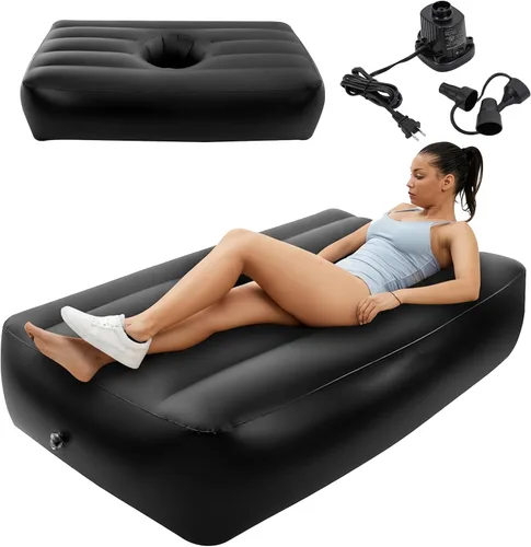 Colchón inflable BBL con agujero para recuperación poscirugía, colchón de aire ergonómico de PVC con bomba eléctrica, 72 x 40 x 17 pulgadas, negro