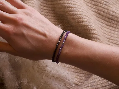 Miniatura 5 de BERGERLIN Pulsera de piedra natural real con perla de plata de ley 925 - Delicadas perlas facetadas - Pulseras genuinas con calidad certificada