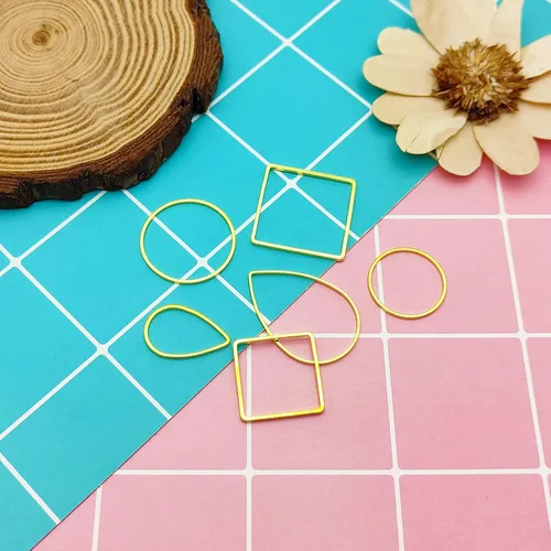 Miniatura 7 de 120 aros de aretes para la fabricación de joyas de bricolaje, hipoalergénicos con formas redondas, cuadradas, lágrimas, círculos, marco colgante