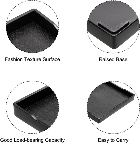 Miniatura 3 de PATIKIL Bandeja de comida rápida de 8 x 4, bandeja rectangular reutilizable reciclable multiusos para restaurante, cocina en casa, color negro