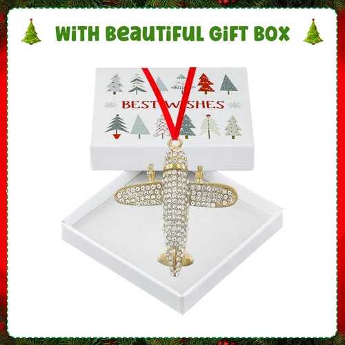 Miniatura 3 de WaaHome Adornos de Navidad de avión de metal 2025, adorno de recuerdo de avión plateado para decoraciones de árbol de Navidad, adornos únicos