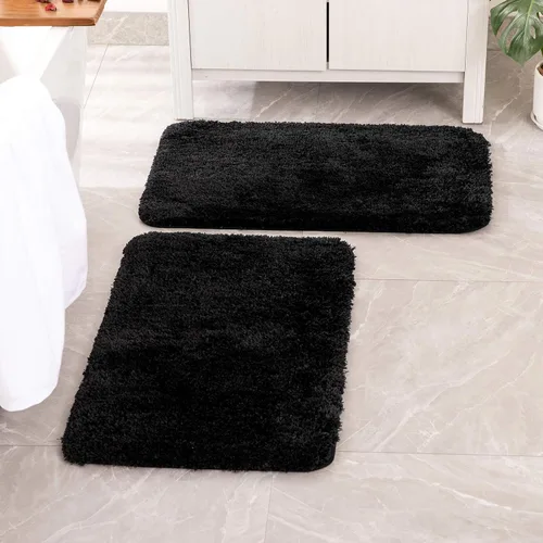 Miniatura 42 de MIULEE Juego de 2 alfombras de baño antideslizantes peludas extra gruesas y suaves, alfombrillas de baño de microfibra suave absorbente de agua