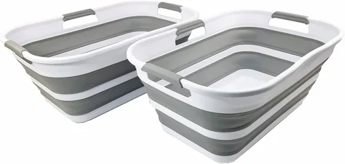 SAMMART Cesta plegable de plástico de 21 litros (5.5 galones), contenedor de almacenamiento plegable y organizador, tina de lavado portátil, cesta