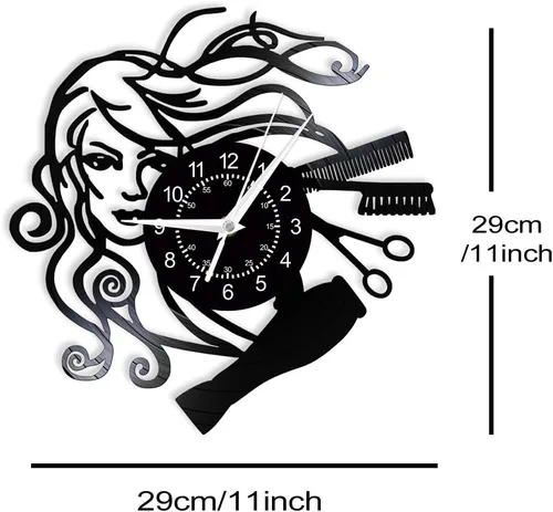 Miniatura 2 de Reloj de pared para peluquería, 12 pulgadas, reloj de pared para salón de belleza, cuarzo silencioso, sin tictac, funciona con pilas, moderno, Sin