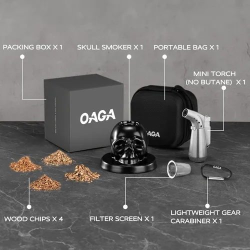 Miniatura 6 de Kit ahumador para whisky con antorcha - Bolsa portátil, 4 astillas de madera, kit infusor para ahumador de cócteles, kit ahumador de bebidas