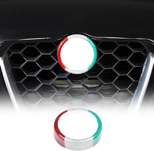 Cubierta de fibra de carbono real para parrilla delantera de automóvil, soporte envolvente para Alfa Romeo Giulia Stelvio 2017-2020 accesorios de 3