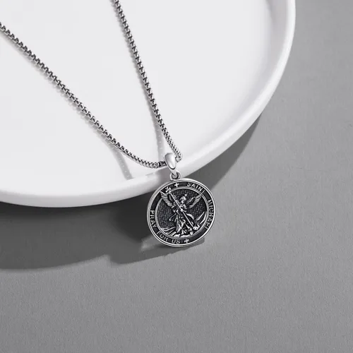 Miniatura 94 de Collar de plata de ley 925 con medalla de San Patrón, colgante de protección católica, amuleto, joyería religiosa para hombres y mujeres