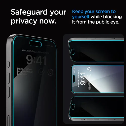Miniatura 4 de Spigen Protector de pantalla de vidrio templado [GlasTR EZ FIT - Privacy] diseñado para iPhone 15 Pro Max [compatible con fundas] - Paquete de 2