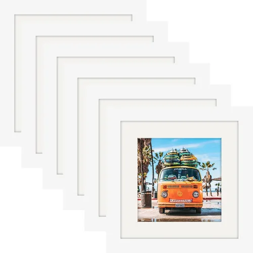 Miniatura 47 de Marcos de fotos negros cuadrados de 4x4 pulgadas, 6 unidades, madera natural clásica, para montaje en pared y pantalla de mesa
