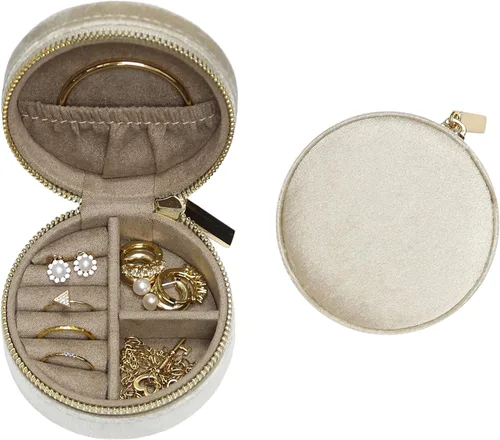 Miniatura 64 de BLUTETE Joyero de viaje organizador de terciopelo con anillos de espejo, aretes, collares, caja organizadora de almacenamiento (negro)