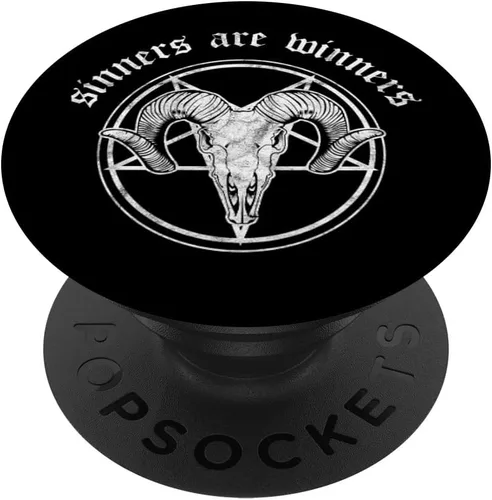 Occult Baphomet Tarot Card Satanic Devil Sinners son los ganadores PopSockets agarre y soporte para teléfonos y tabletas, Negro