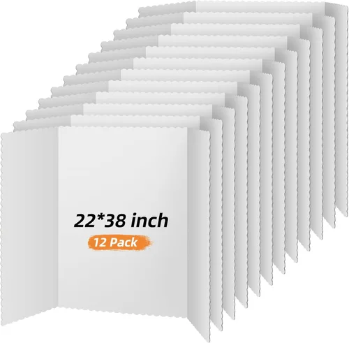 Miniatura 11 de Henoyso 4 piezas de 36 x 48 pulgadas de tablero de póster blanco de triple pliegue grande, tablero de presentación desplegable de papel duro blanco