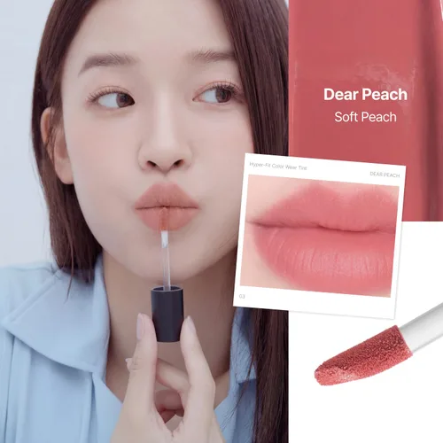 Miniatura 3 de Feev Hyper-Fit Color Wear Tinte de labios Velvet Cream mate, tinte de labios vegano y seguro para pieles sensibles (#01 Dear Peach)