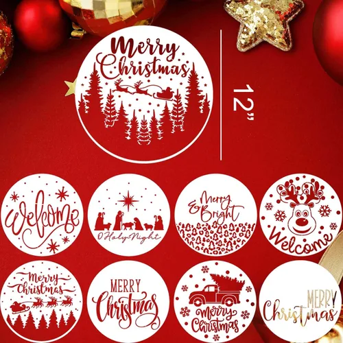 Miniatura 2 de Plantillas de Navidad para pintar sobre madera de 12" Plantilla de Feliz Navidad Plantillas de vacaciones Plantillas de dibujo para colgar