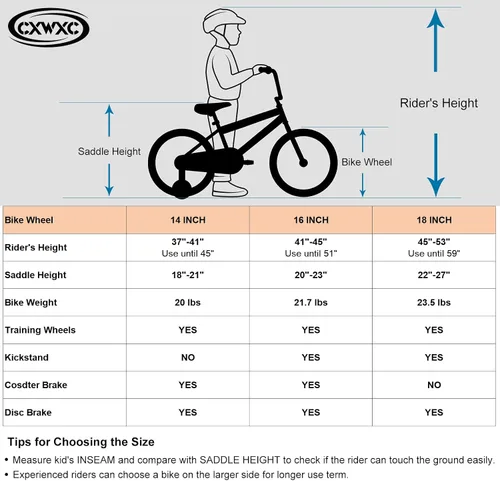 Miniatura 7 de CXWXC Bicicleta para niños de 14, 16, 18 pulgadas, bicicleta para niños y niñas de 3 a 9 años, bicicletas ligeras de una sola velocidad con rueda
