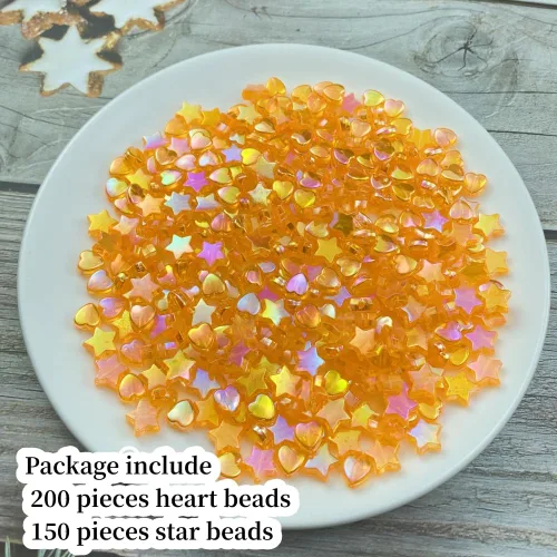 Miniatura 2 de 350 cuentas acrílicas de corazón y estrella, corazones de 0.394 pulgadas, estrellas de 0.394 pulgadas, espaciadores para pulseras, collares, aretes
