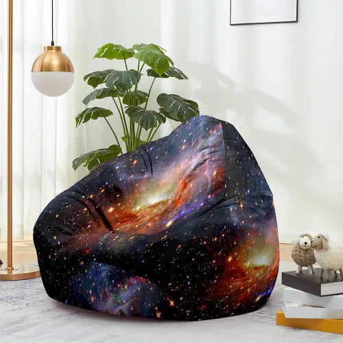 Miniatura 16 de Morbuy Funda para silla puff para niños y adultos (sin relleno), diseño de cielo estrellado 3D, suave, perezoso, funda lavable de gran