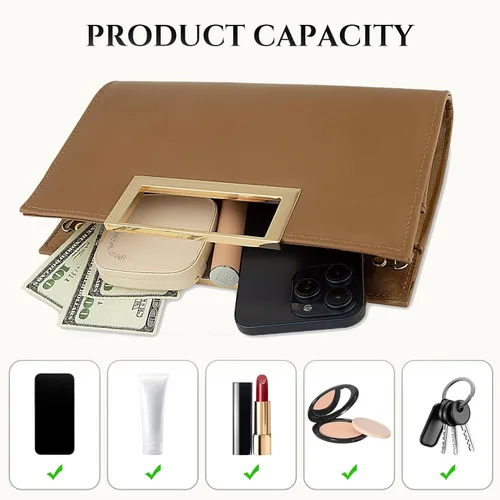 Miniatura 5 de Gets Bolso de mano para mujer, de piel sintética, bolso de noche para formal, boda, fiesta, bolso cruzado pequeño con cadena