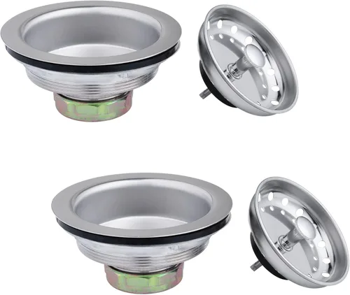 Miniatura 2 de Artiwell Paquete de 2 coladores y tapones para fregadero de cocina, conjunto de drenaje de cocina de 3-1/2 pulgadas con colador y tapón