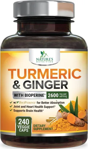 Miniatura 11 de Suplemento de curcumina de cúrcuma – 2000 mg de cúrcuma orgánica por porción – 95% curcuminoides, jengibre y pimienta negra BioPerine para una mejor