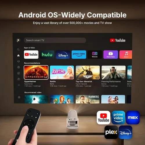 Miniatura 8 de Mini proyector con WiFi y Bluetooth, proyector de película portátil compatible con 1080P, Keystone automático, rotación de 210°, proyector X8