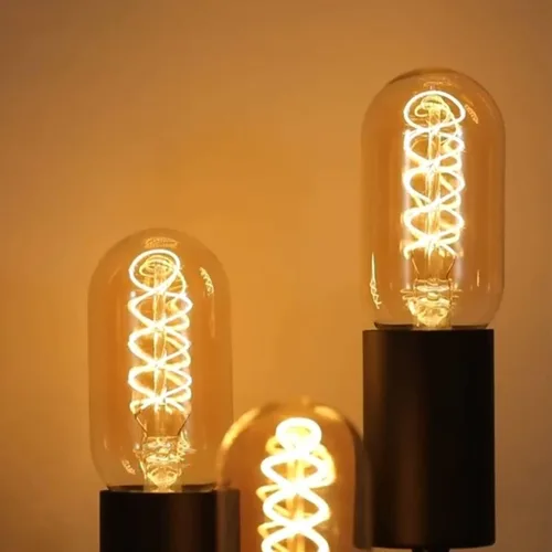 Miniatura 9 de Bombilla LED vintage de filamento espiral T14, base E26, 4W equivalente a 40W, blanco cálido, 2200K, regulable, AC120V, 400LM, vidrio ámbar, paquete