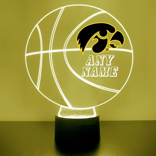 Miniatura 11 de Lámpara de luz nocturna personalizada de la Universidad de Missouri (Mizzou) Tigers con bola de baloncesto y logotipo, letrero LED con control