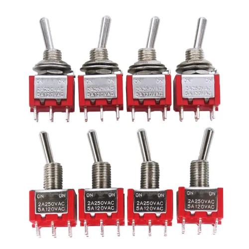 Miniatura 14 de Mxuteuk 8 piezas interruptor de palanca mini SPST interruptor en miniatura encendido/apagado 2 terminales 2 posiciones 6 A 125 V 3 A 250 V