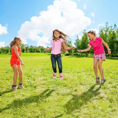 Miniatura 2 de Cuerda de saltar para niños, cuerda de saltar trenzada de algodón ajustable con mango de madera para niños pequeños, fitness, entrenamiento