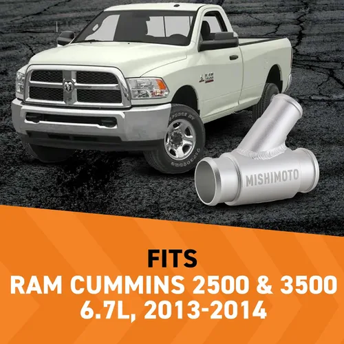 Miniatura 2 de Mishimoto MMHOSE-RAM-13Y Tubo en Y de refrigerante de aluminio, para conectar mangueras de radiador duales, compatible con RAM Cummins 2500 y 3500