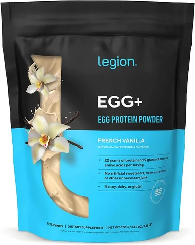 LEGION Egg+ Proteína en polvo con BCAA – Polvo de proteína de clara de huevo naturalmente endulzada y saborizada – Proteína de digestión rápida para