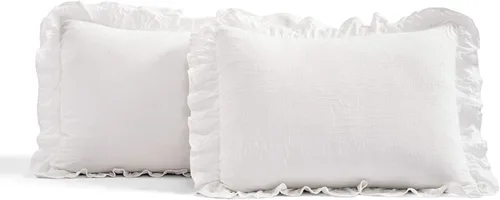 Miniatura 7 de Lush Decor Juego de Colcha con Falda de Volantes - 3 Piezas de Ropa de Cama Lujosa Estilo Granja - Elegante Detalle de Volantes - Estilo Atemporal